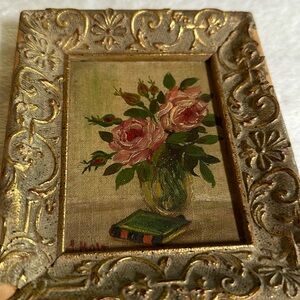 Oil painting floral miniature